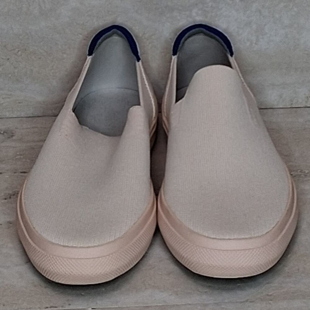 Unisex Rothy's Slip On Sneakers Cream with Blue Stripe At Back Size W9 or M7.5 - Picture 2 of 8